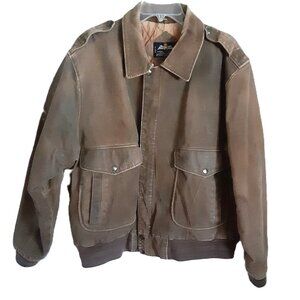 VTG RAF Leather Bomber Jacket Size XL Zip Snap Pockets Some Spots Heavy 70's